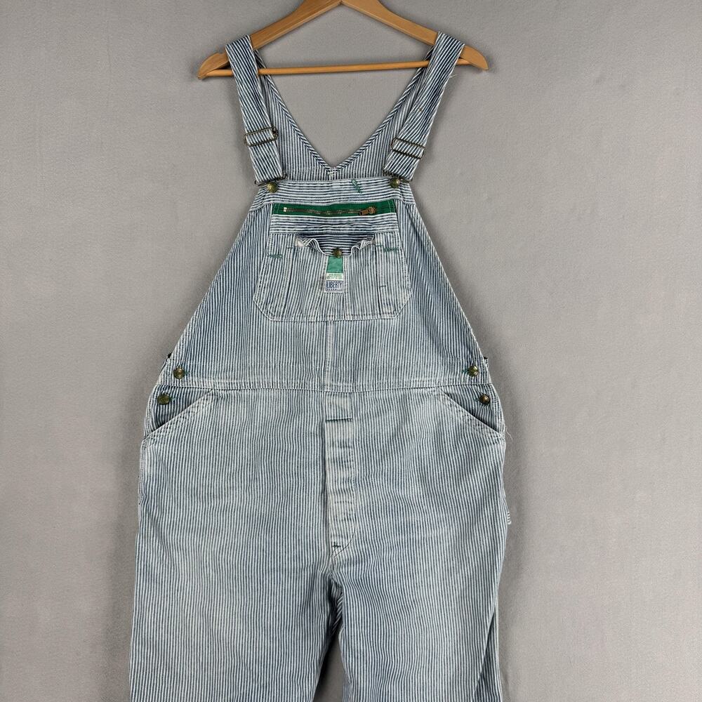 Vintage Liberty Overalls Mens 42x27 Blue Hickory Stripe Denim Workwear USA 80s